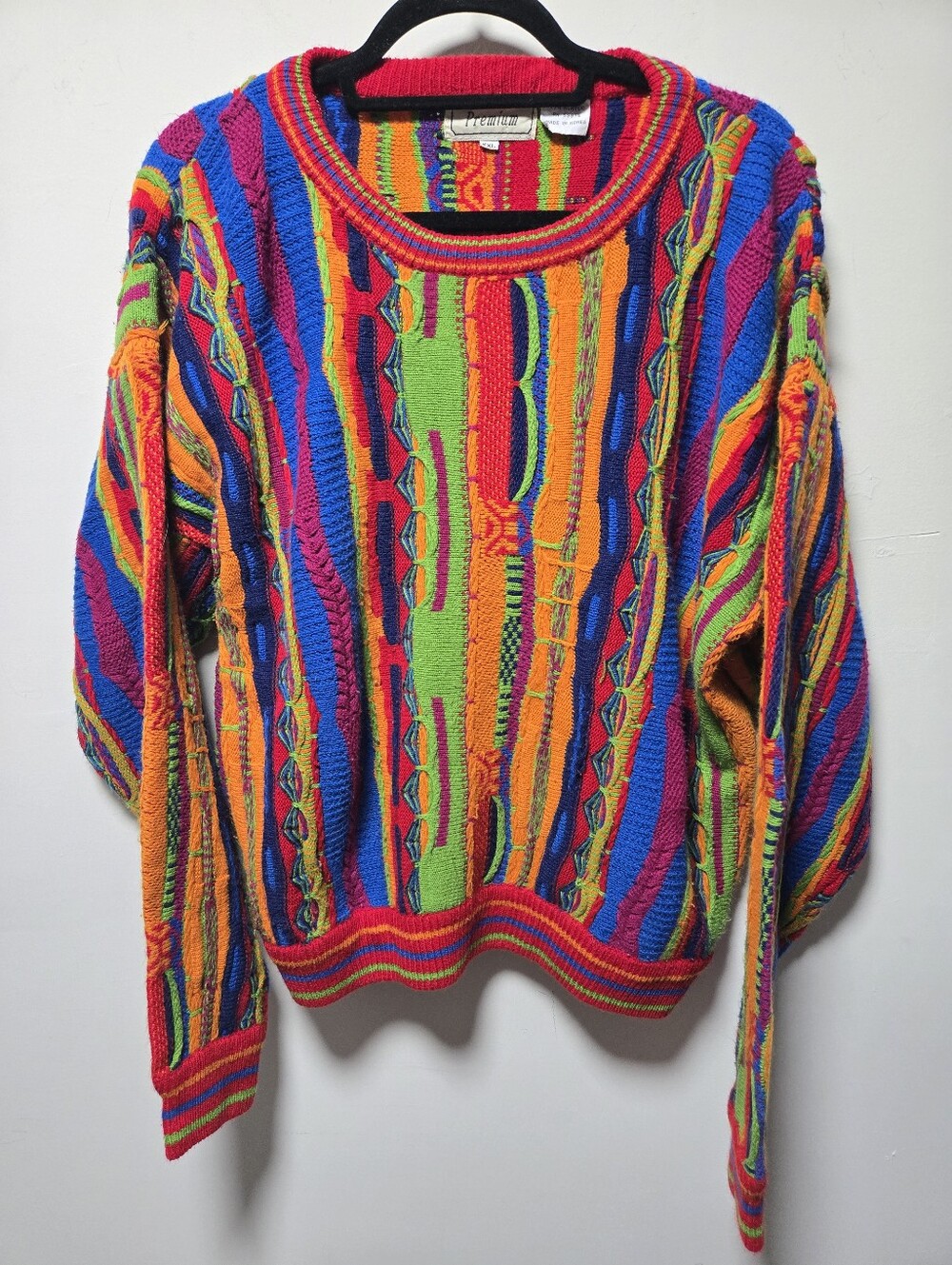 Vintage Cosby Sweater Size XXL Colorful Bright Coogi Style 80s 90s Retro